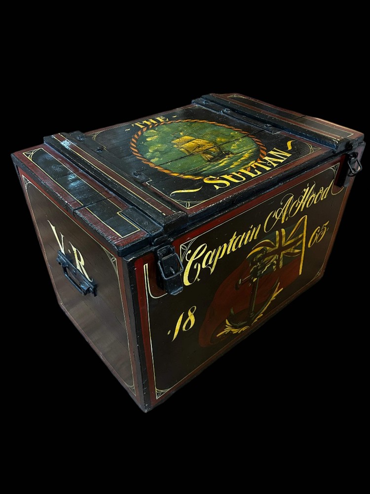 Old Hand Painted Nautical Trunk