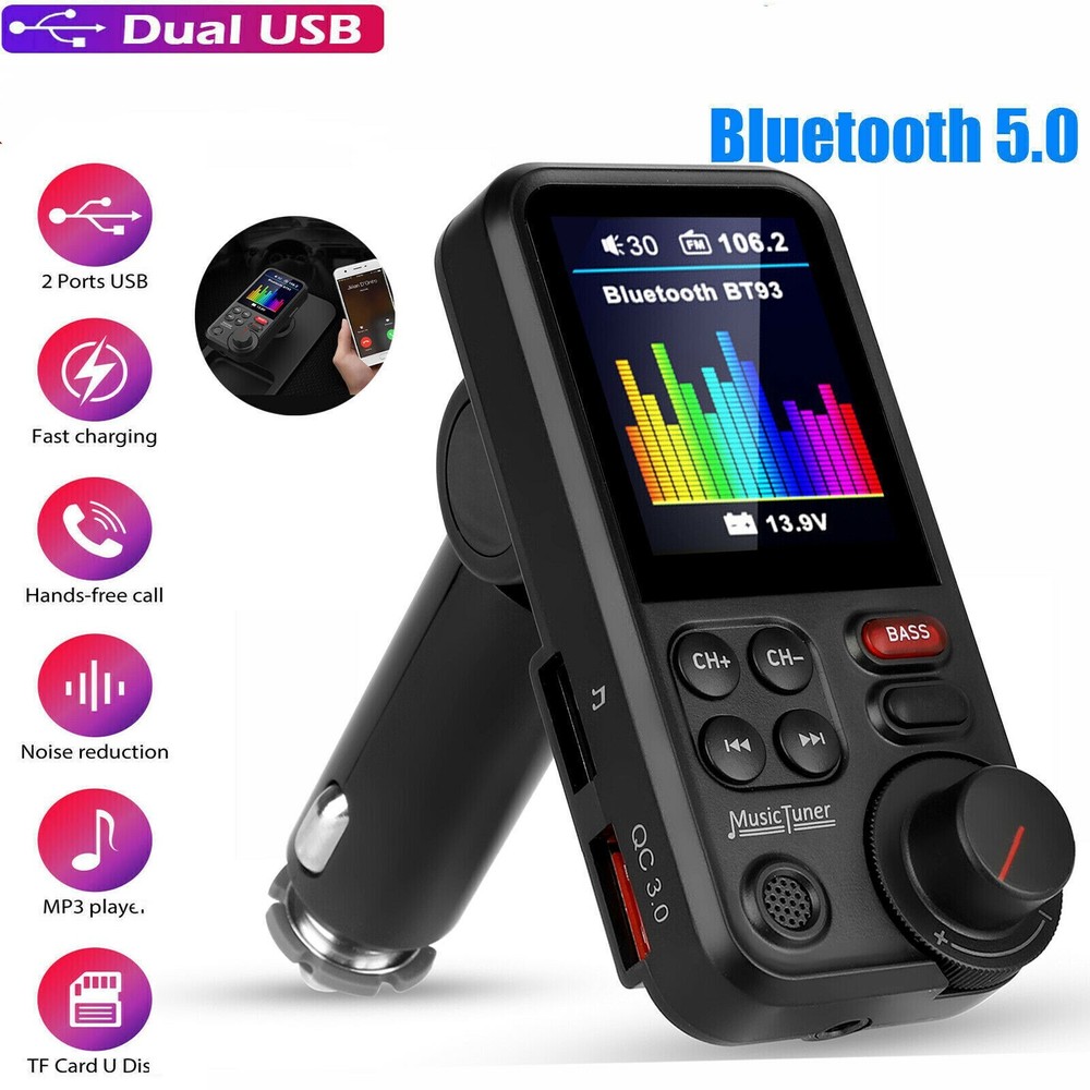 Car FM Wireless Transmitter , Strong Microphone Wireless Car Adapter