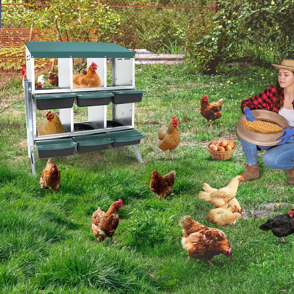 Chicken Nesting Boxes 6 Hole Metal Chicken Egg Laying Nesting Box With Perch
