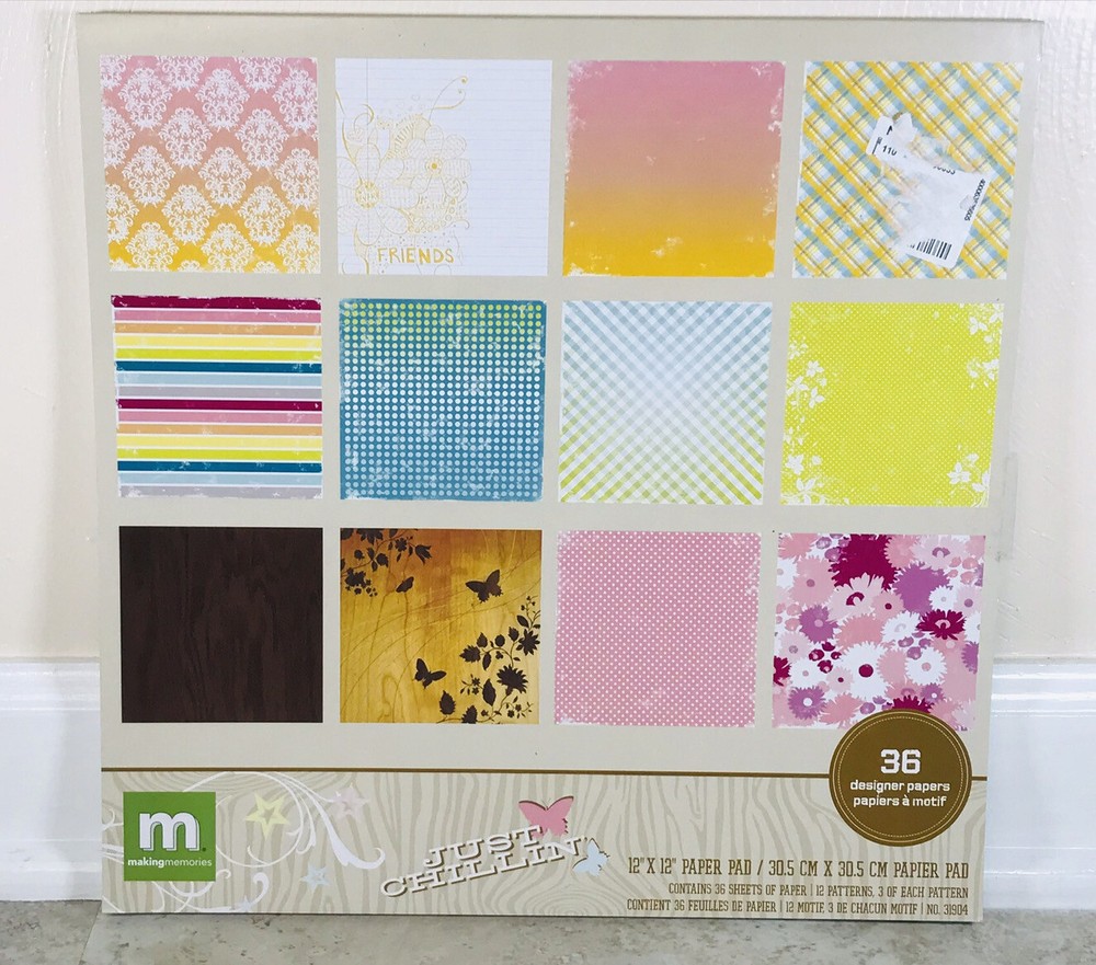 Making Memories  JUST CHILLING ASSORTED PATTERN SCRAPBOOK SHEET  12 X 12 SET