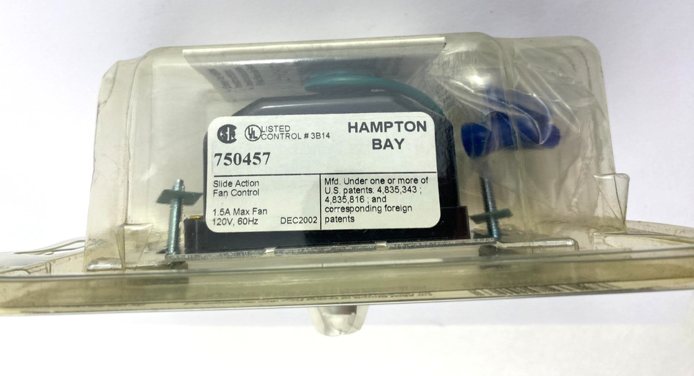 Hampton Bay Slide Action White Fan Control 750457 - 3 speed