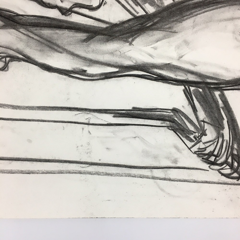 Kip Gresham Unsigned Original Charcoal Drawing Gymnast Curwen Archive #1