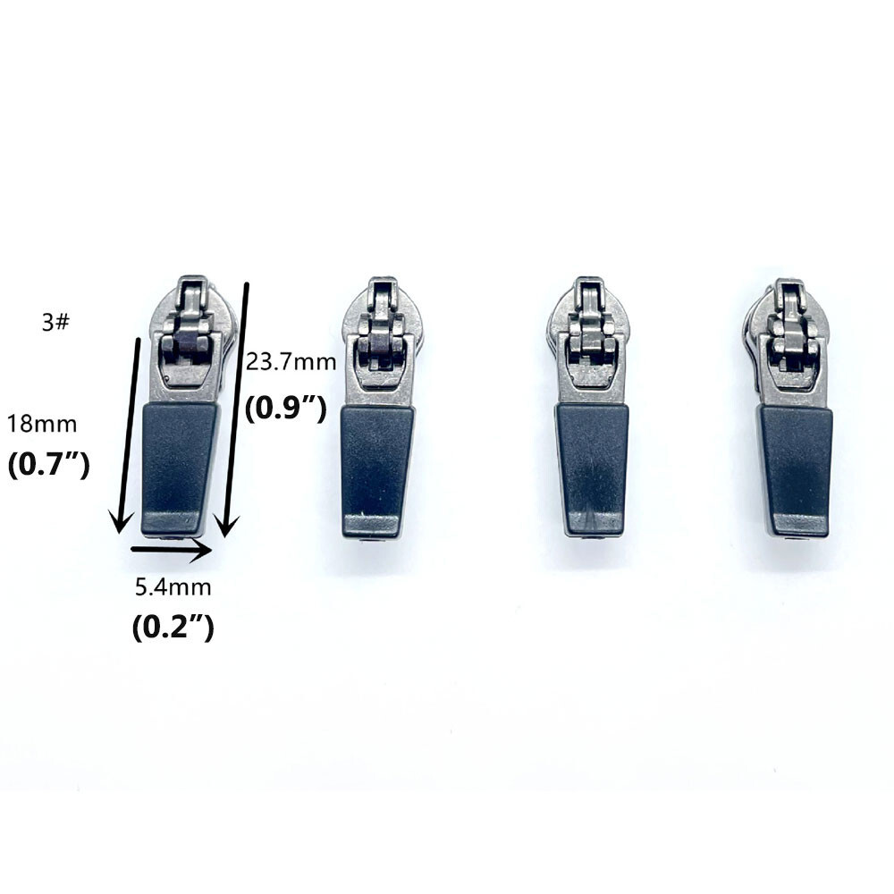 20pcs 3# 5# Nylon Zipper Slider Reverse Pull Head Installation Invisible for Bag
