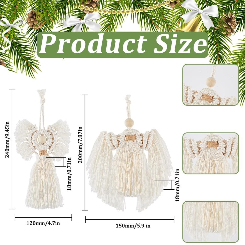 2 Sets Boho Macrame Kit Macrame Ornament Kit Instruction Included Christmas A...