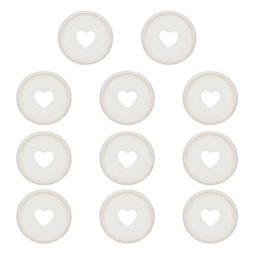28mm Plastic Book Binding Discs, 11 Pack Expansion Discs Heart, White