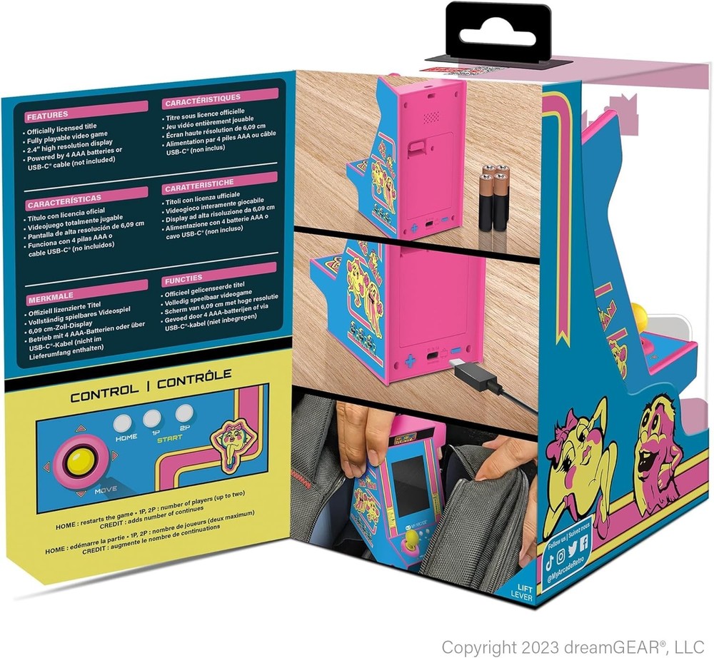 Ms. Pac-Man 4.8” Mini Arcade with 2.4” Screen - Nostalgic Gaming Experience