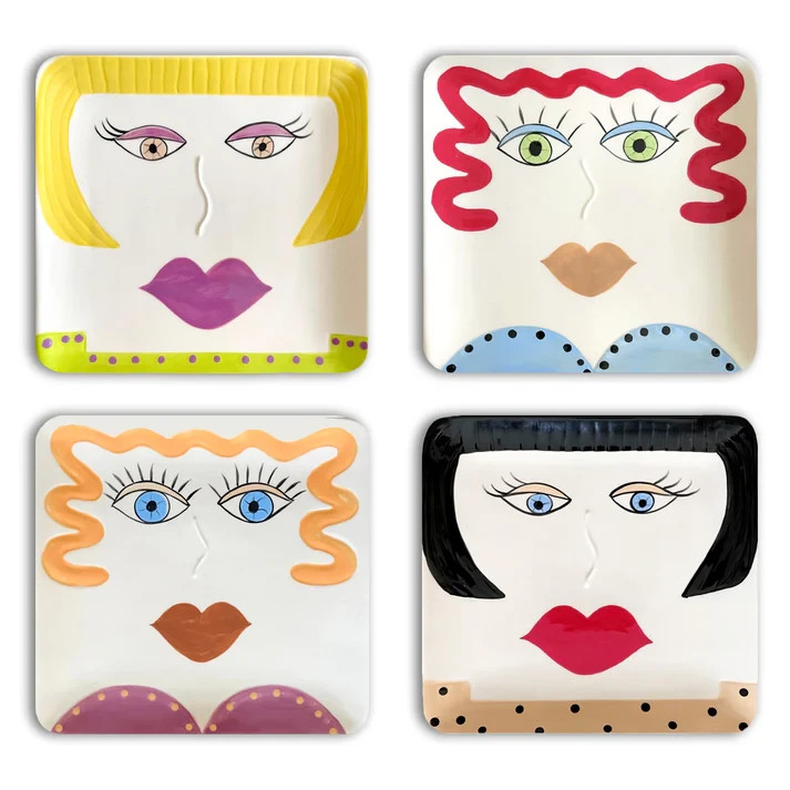 Personality Plates Set for 4 People Dinnerware Dish Plates