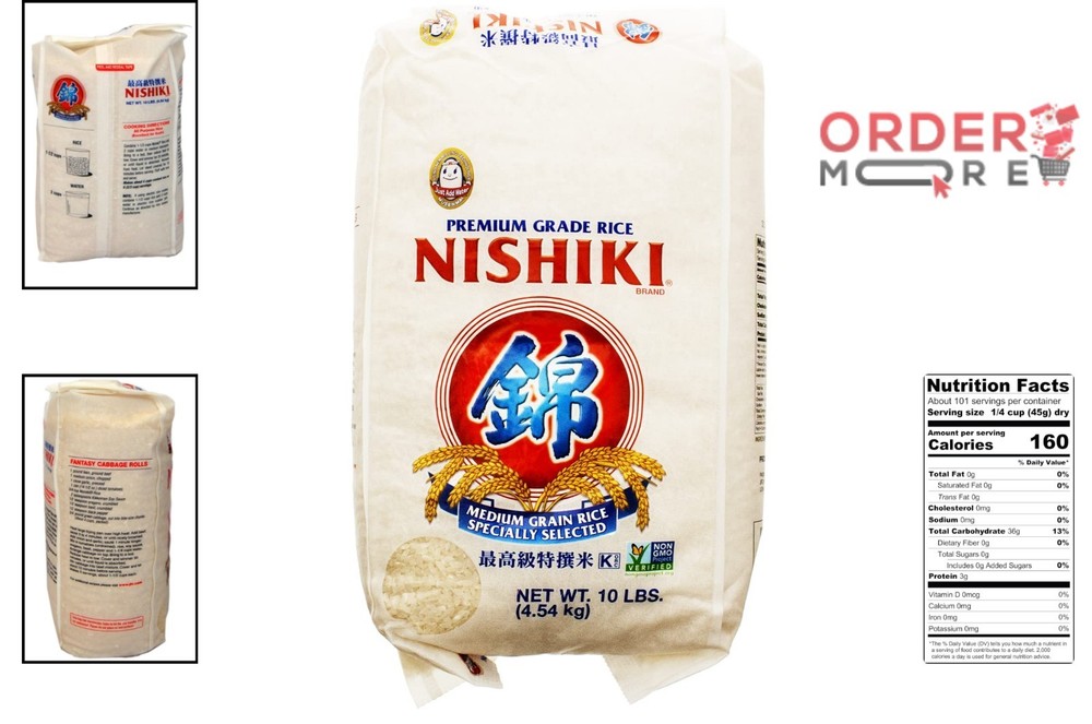 Sushi Rice 10lbs Medium Grain Quick Cooking, Authentic Japanese