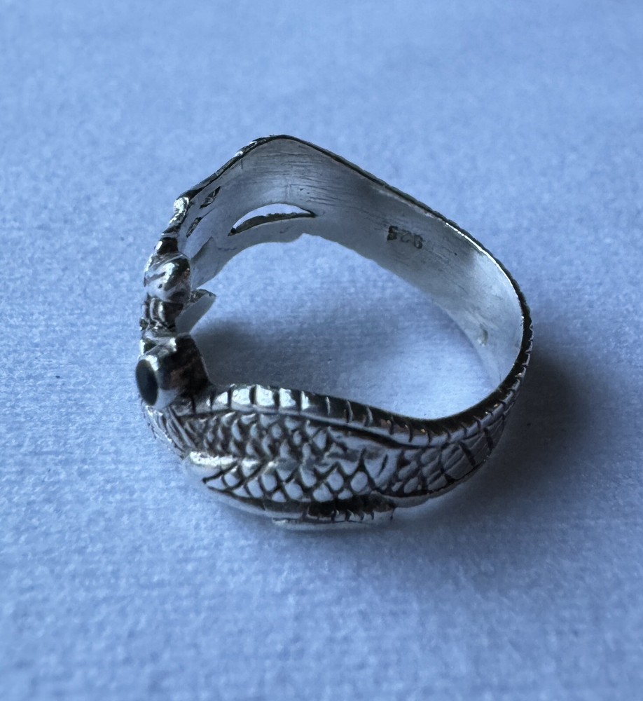 Sterling Silver Dragon Playing Ball Size 9