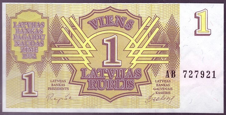 [BANKNOTES] LATVIA 1 RUBLI