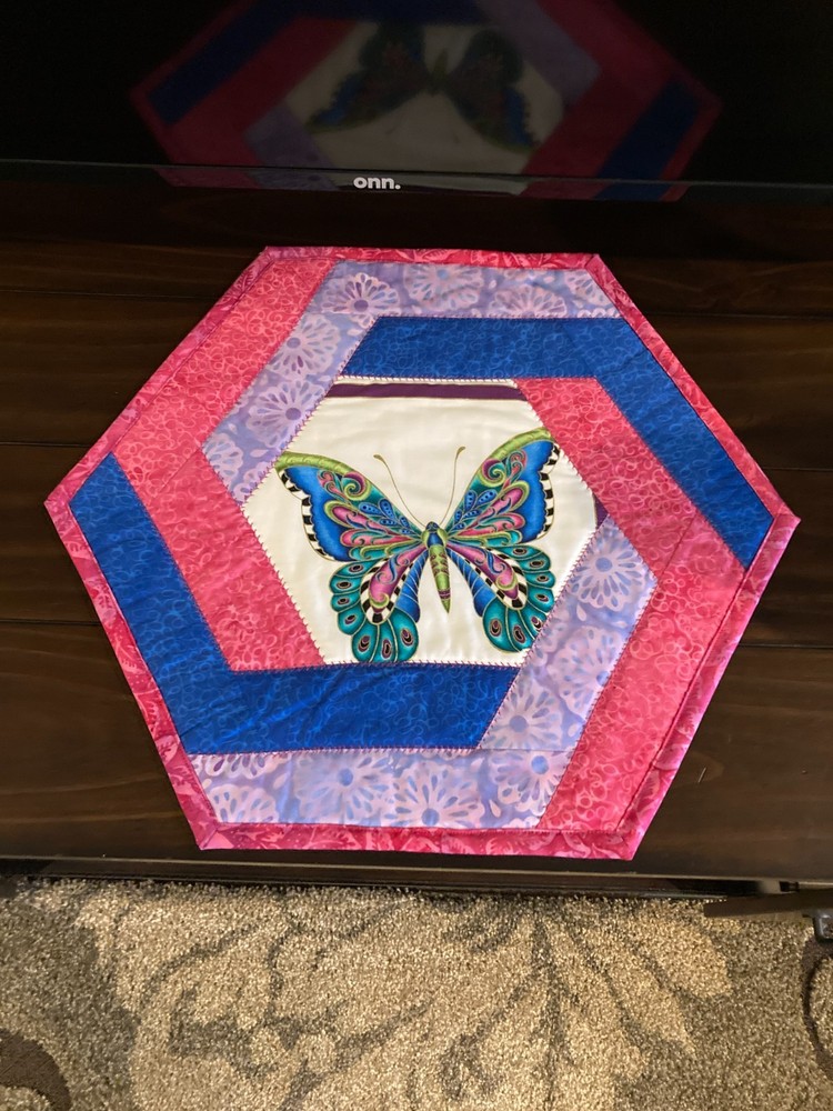 June Colorful Butterfly Hexagonal Table Topper