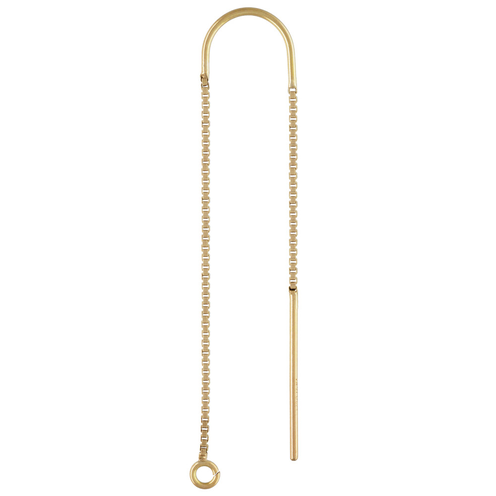 1 pair, Threader Earring Finding, Ear Hook with Box Chain, Gold Filled