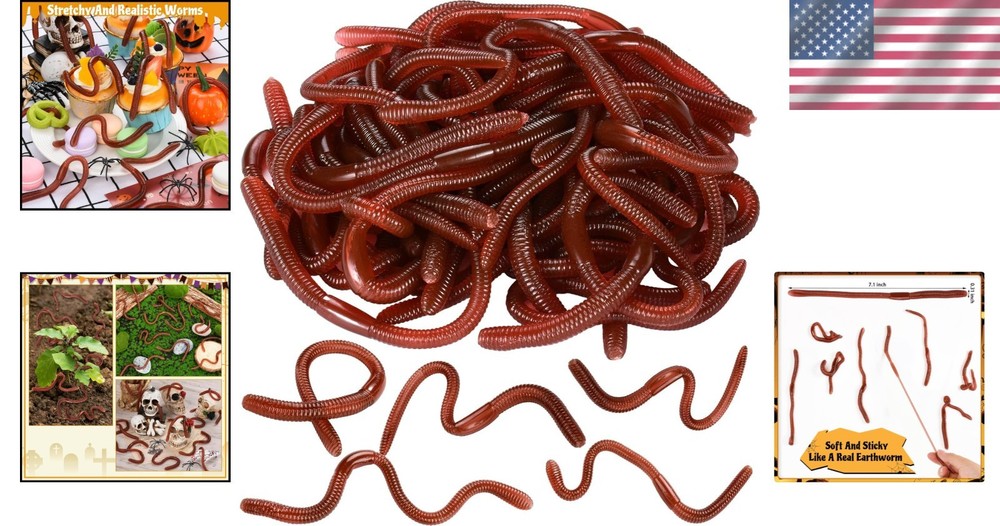 Stretchy Fake Worms Bundle - Halloween Prank