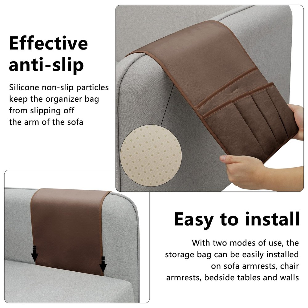 Armchair Couch Caddy Organizer - Remote Control Holder Sofa Bed Storage Pockets