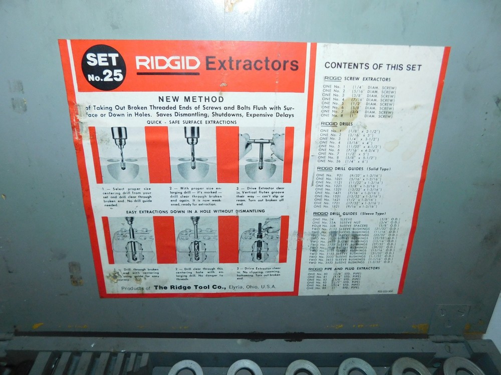 ^^ RIDGE TOOL CO RIDGID EXTRACTORS SET NO 25 (PTQ33)