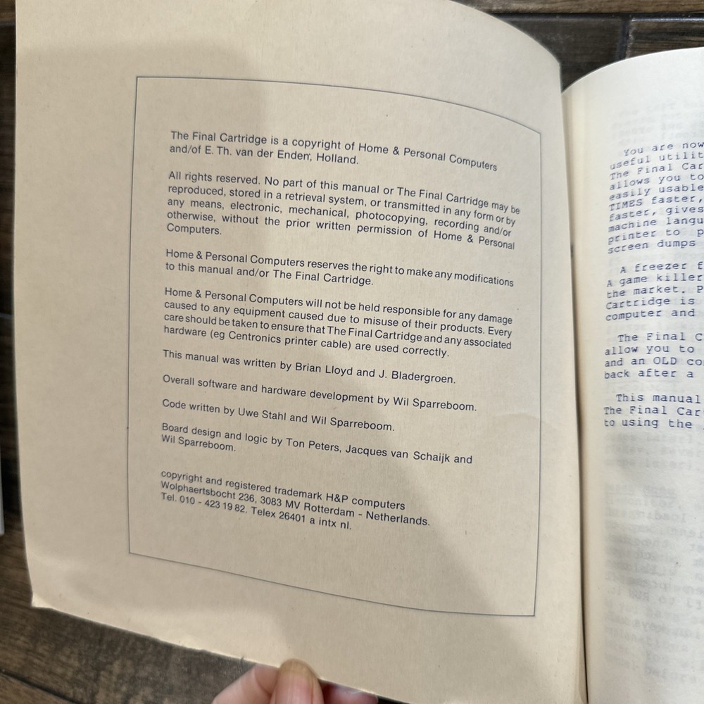 The Final Cartridge Commodore 64 Manual