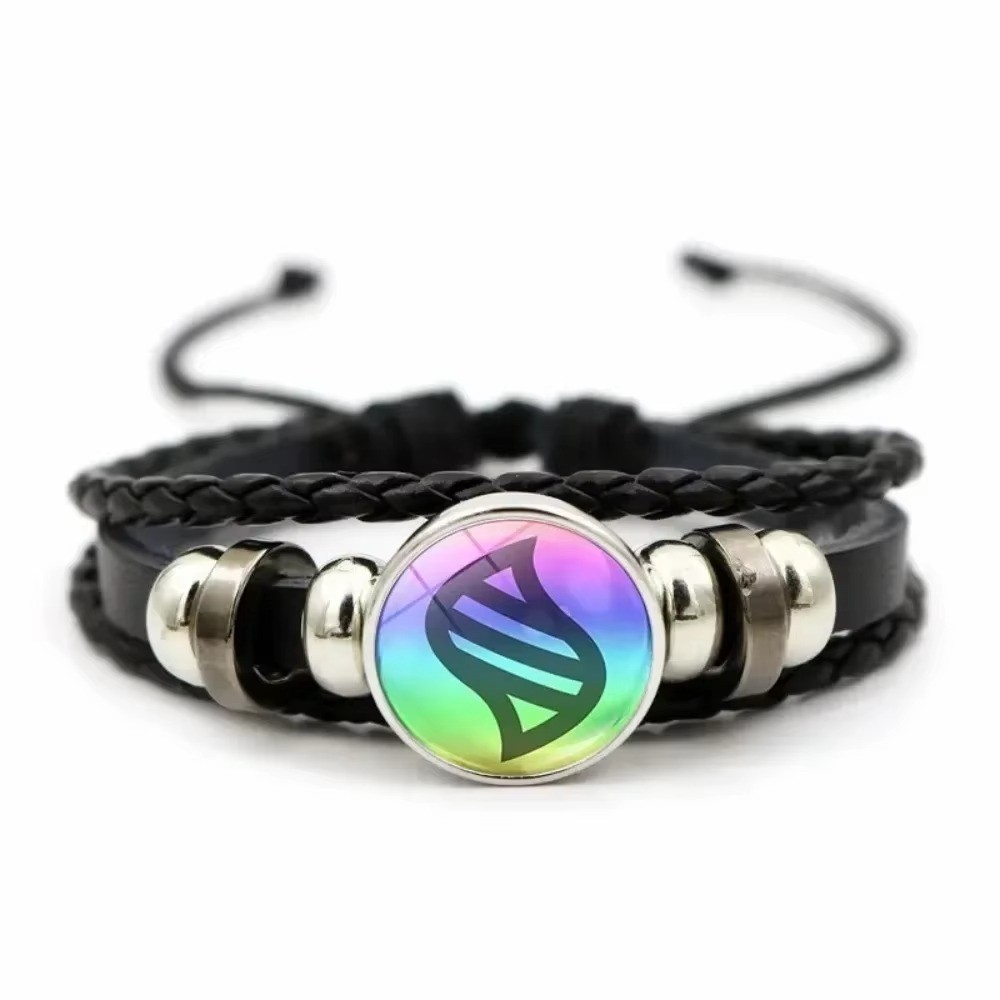 Mega Evolution Stone Snap Weave Leather Adjustable Bangle Charm Bracelet - NEW