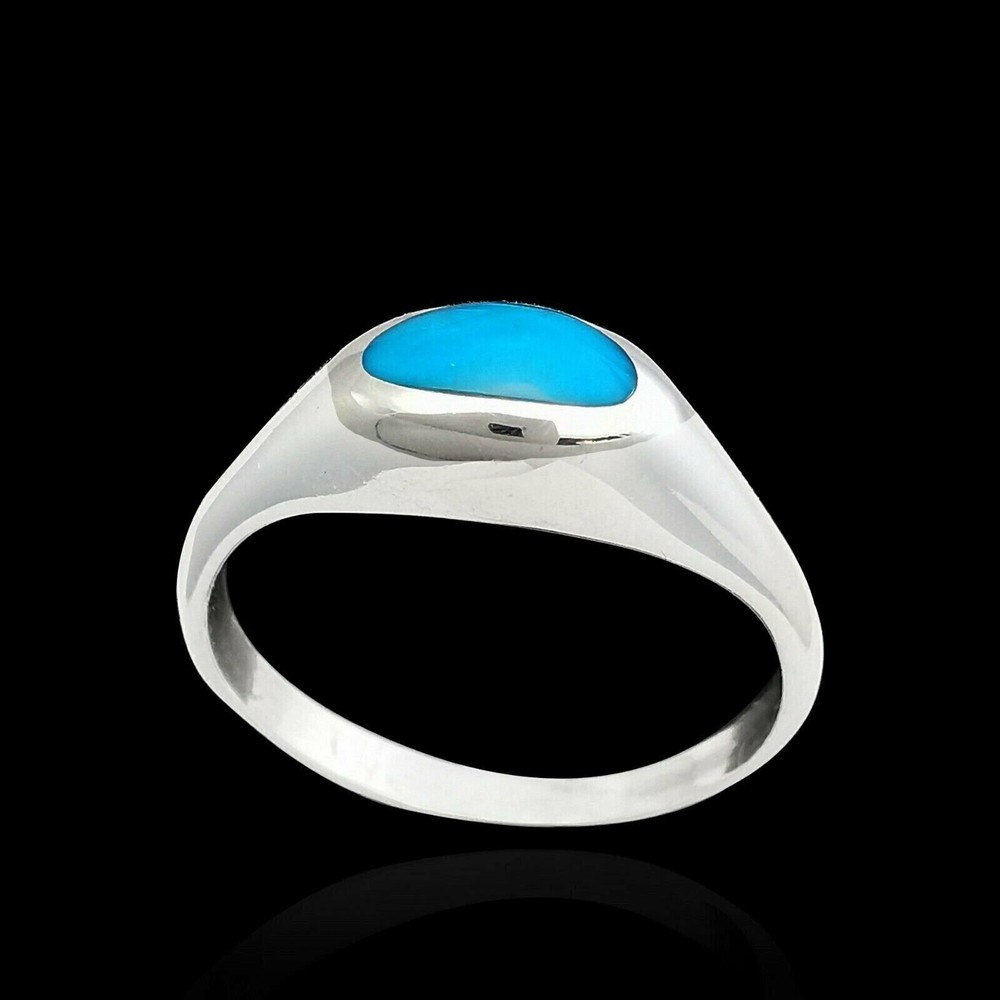 Domed Oval Ring, Blue Resin, Size: 6.5
