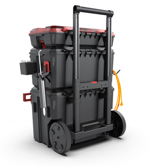 Hyper Stack Heavy Duty 3 Piece Modular Rolling Toolbox System, Black