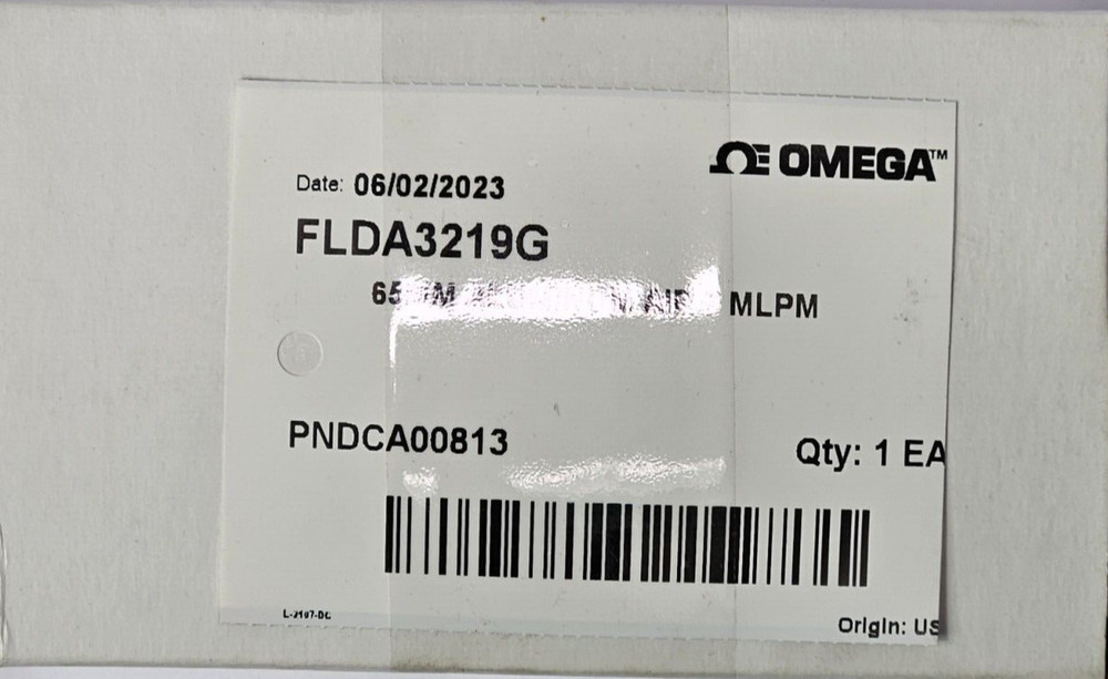 Omega FLDA3219G Direct Read Variable Area Flow Meter Max Flow Rate 7 mL/min