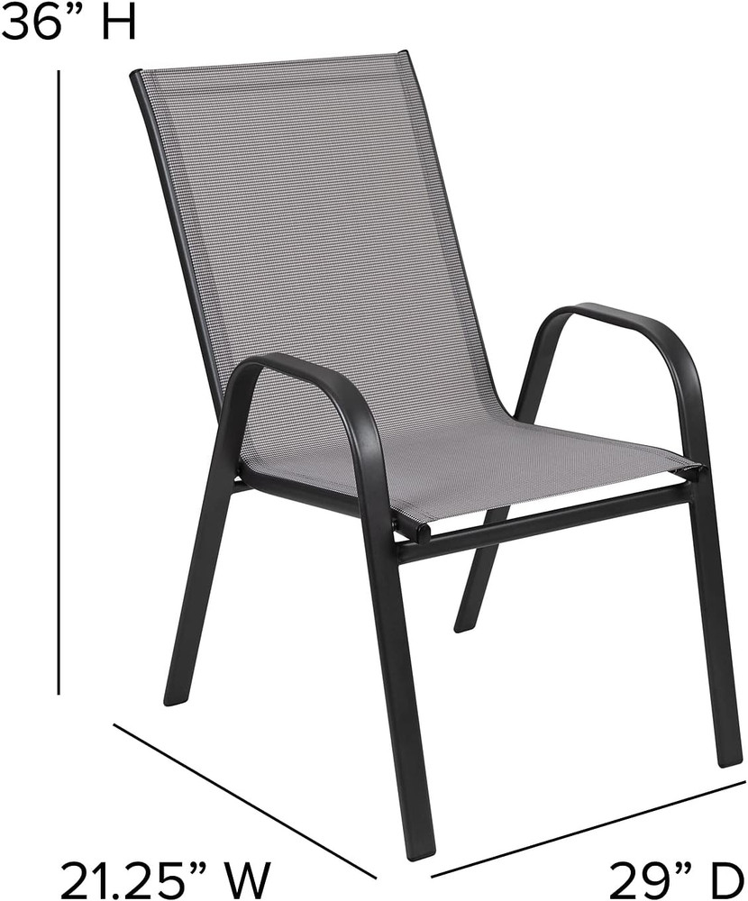 Brazos 3-Piece Outdoor Dining Set with Glass Table & 2 Stackable Chairs