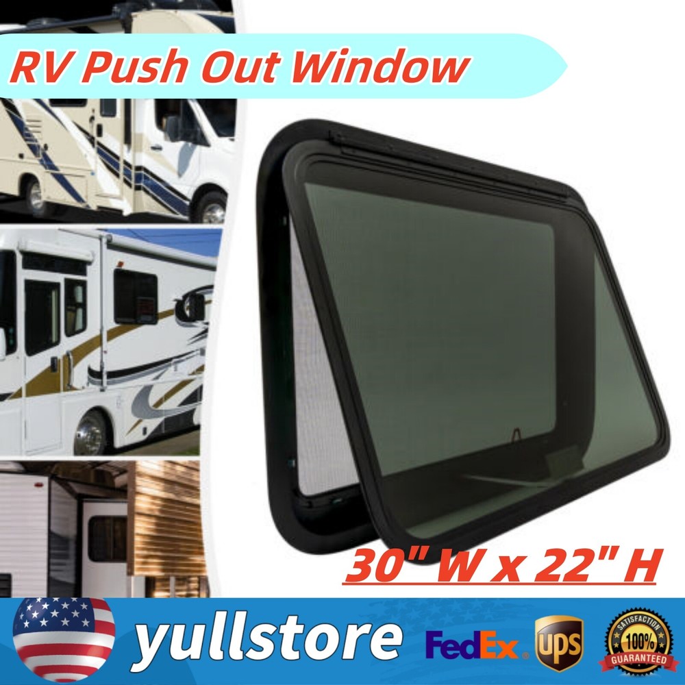 30"x22" RV Exit Window Trailer Emergency Push Out Window Vent Hatch 38-42mm Wall