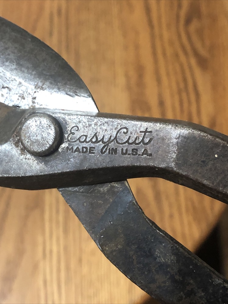 Vintage Easycut Tin Snips & Shears Solid Steel 11" Cutters !