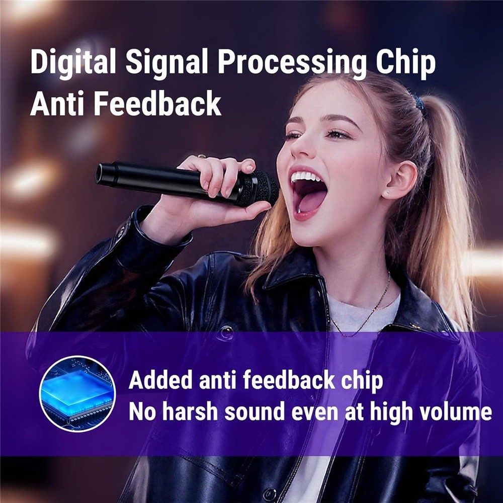 Dual Bluetooth Handheld Cordless Dynamic Microphone with Rechargeable Receiver