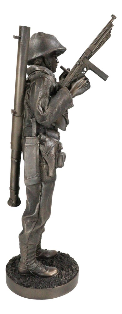 Military WW2 Staff Sergeant Squad Commander With Cigar Decorative Figurine 13"H