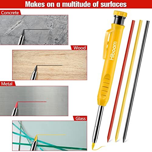 3 Pcs Mechanical Carpenter Pencils with 21 Pcs Refills, Deep Hole Marker Set