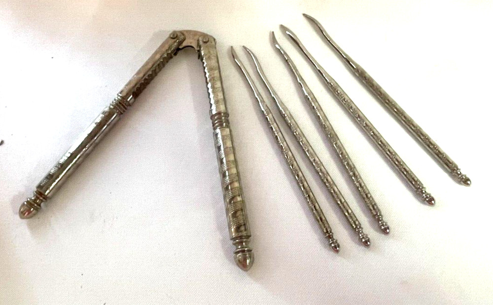 Vintage Hand Held Nutcracker Nut Shellfish Cracker With 5 Picks