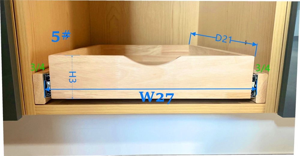 Kitchen Slide Out Cabinet Shelf Pull Out Wood Drawer Storage W27"xD21 soft close