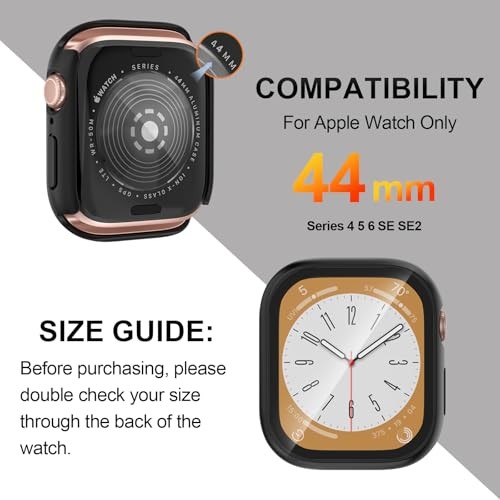 AUDOZ [2 Pack] Case for Apple Watch Screen 44mm Matte Black+Matte Black