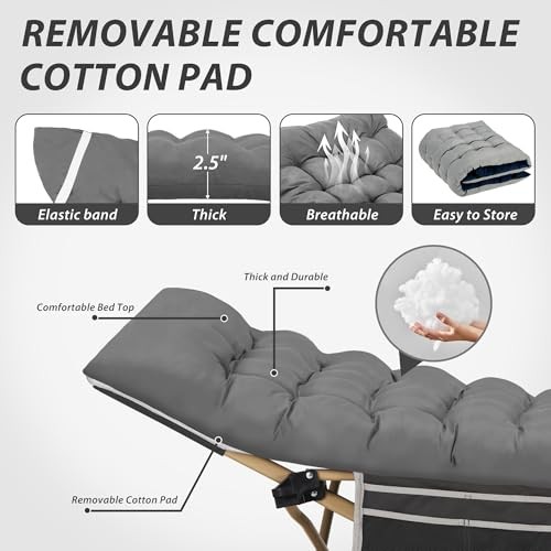 Folding Camping Cot for Sleeping, Portable Cots for Stripe Grey(with Mattress)
