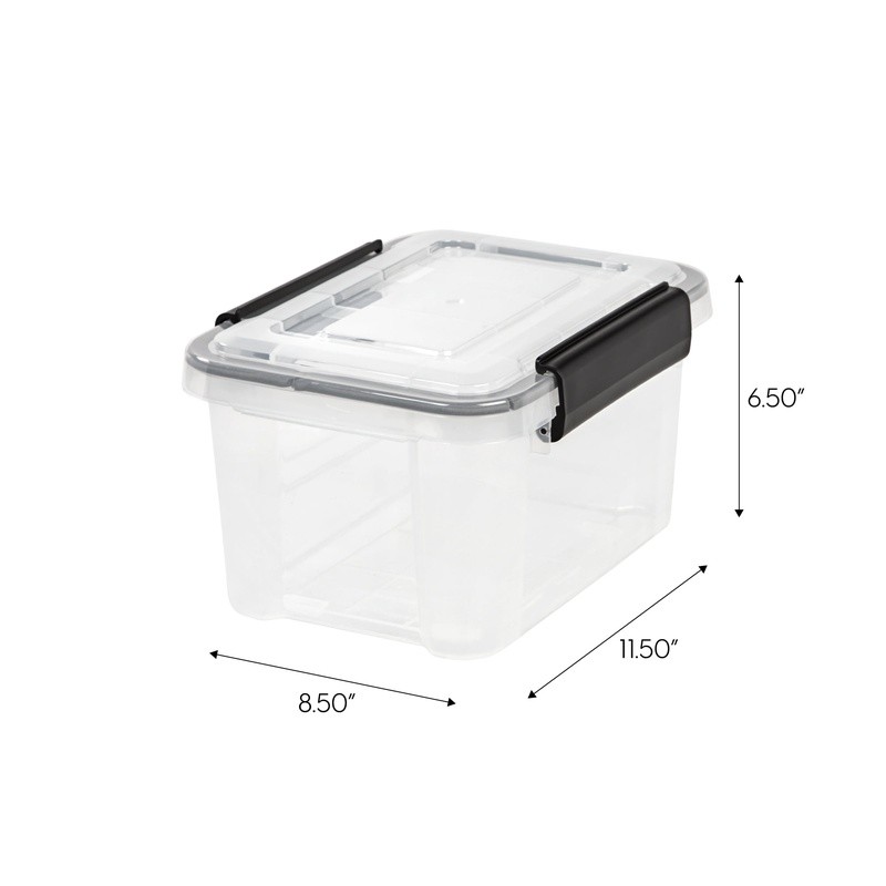 WeatherPro 6.5 Quart Storage Container Stackable Plastic Bin W/ Latching Lid New