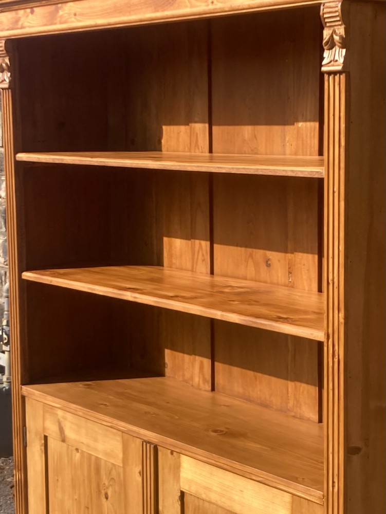 Pine Bookcase with Half Doors from Armoire