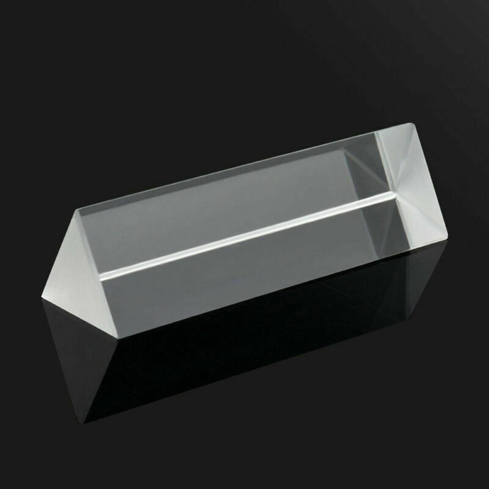 New 9cm Optical Glass Triple Triangular Prism Physics Teaching Light Spectrum E