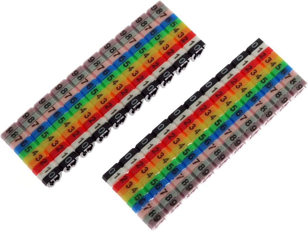 200PCS 0-9 Coded Clip on Plastic Cable Identification Wire Marker Number Tag Lab