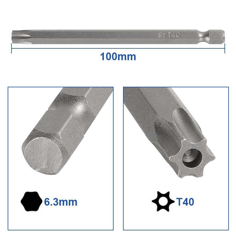 8-Piece 100MM Extra Long Torx Security Head Screwdriver Drill Set 1/4" Hex