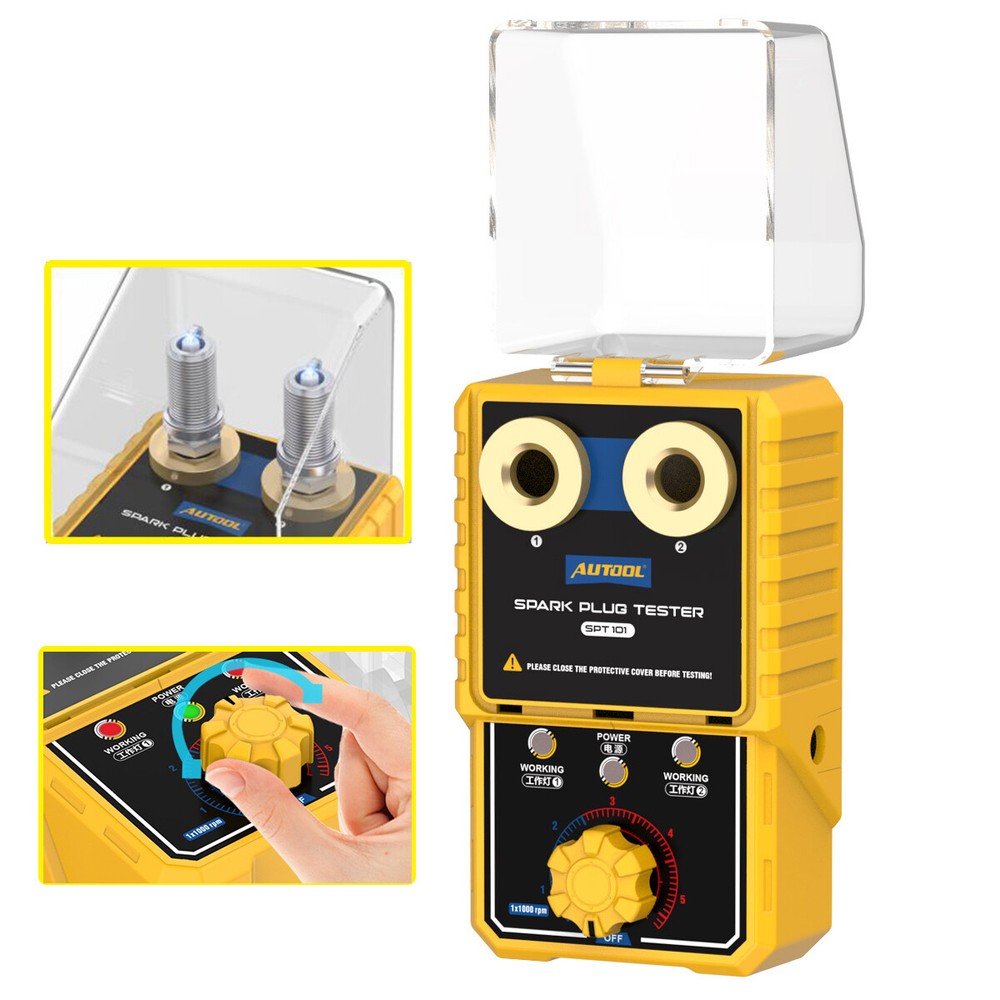 AUTOOL Car Spark Plug Tester Dual Hole Petrol Ignition Analyzer Diagnostic Tool