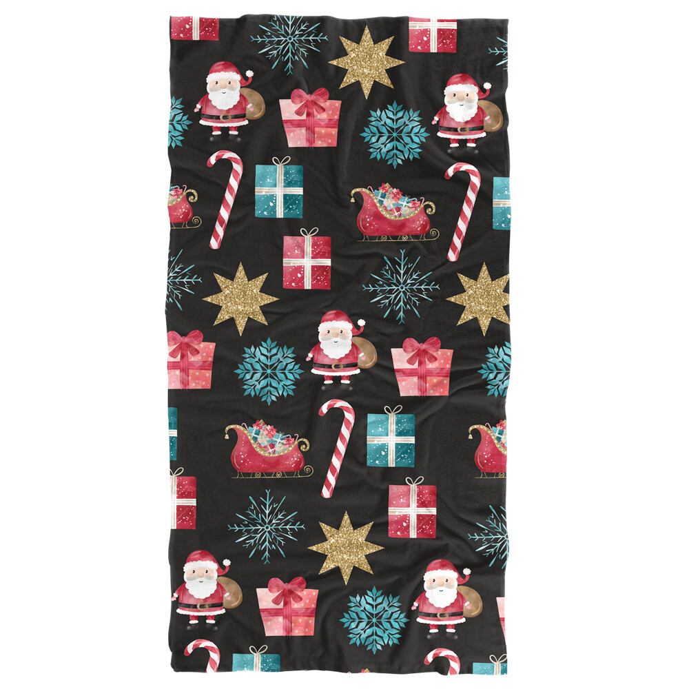 Santa Pattern Beach Towel, 30"x60" Beach Towel