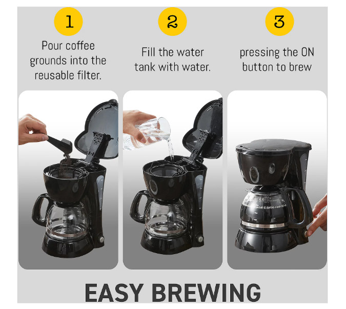 4-Cup Compact Brew & Drip Coffee Maker with Warming Plate