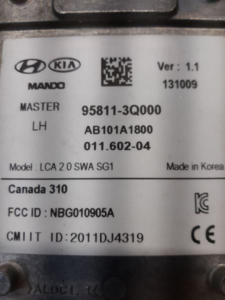 09-14 SONATA BLIND SPOT RADAR MODULE LEFT DRIVERS SIDE