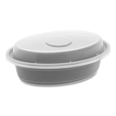 Pactive OC08B Microwavable Containers 8 Oz Oval Black/Clear