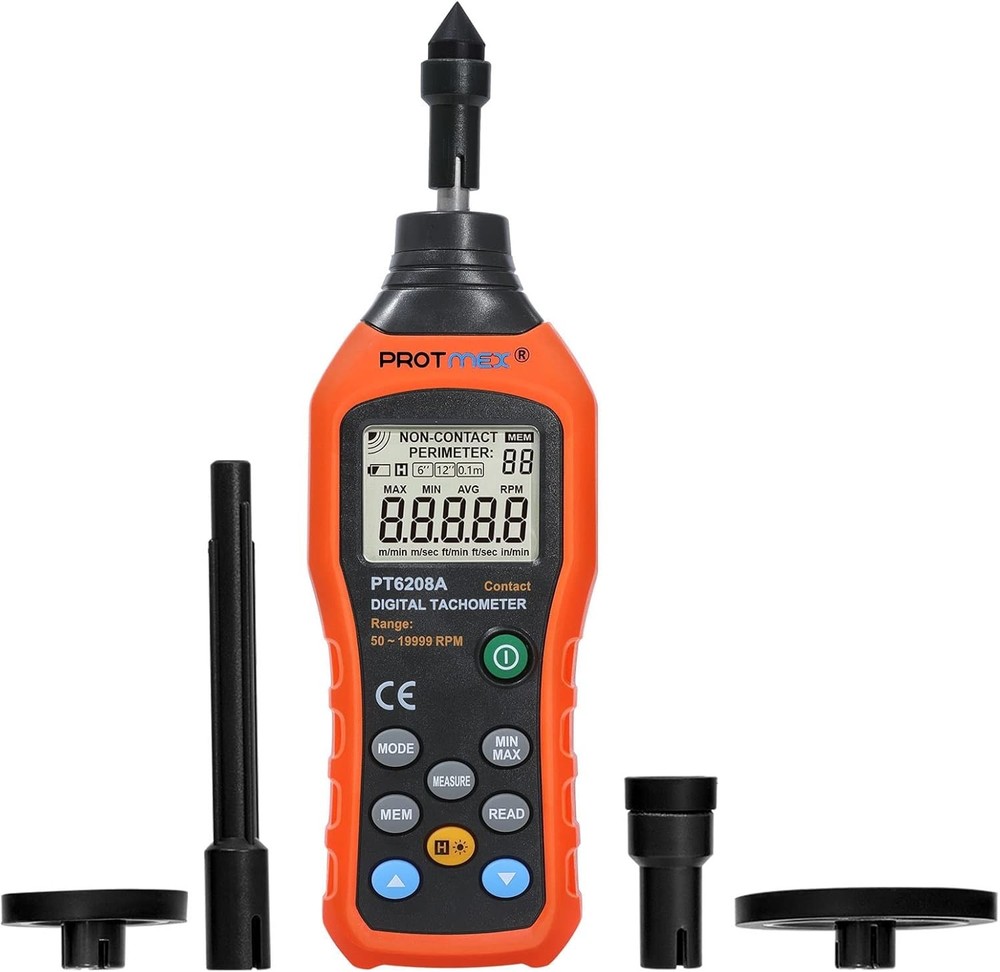 Portable Digital Tachometer with 100 Groups Data Logging - LCD Backlight