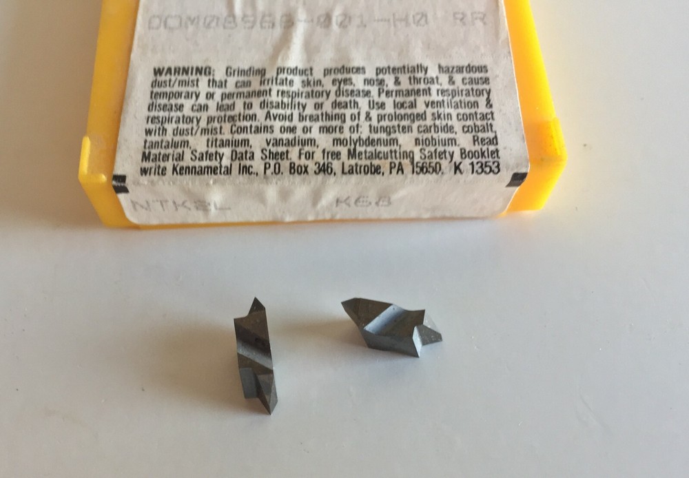 KENNAMETAL NTK2L THREADING KC68 INSERTS...(5) INSERTS AS SHOWN.