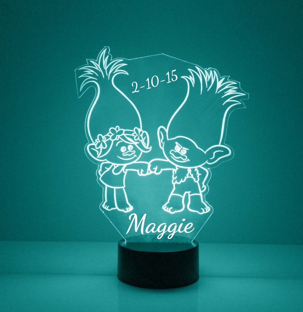 Trolls, Personalized FREE, LED Night Light Lamp + Remote