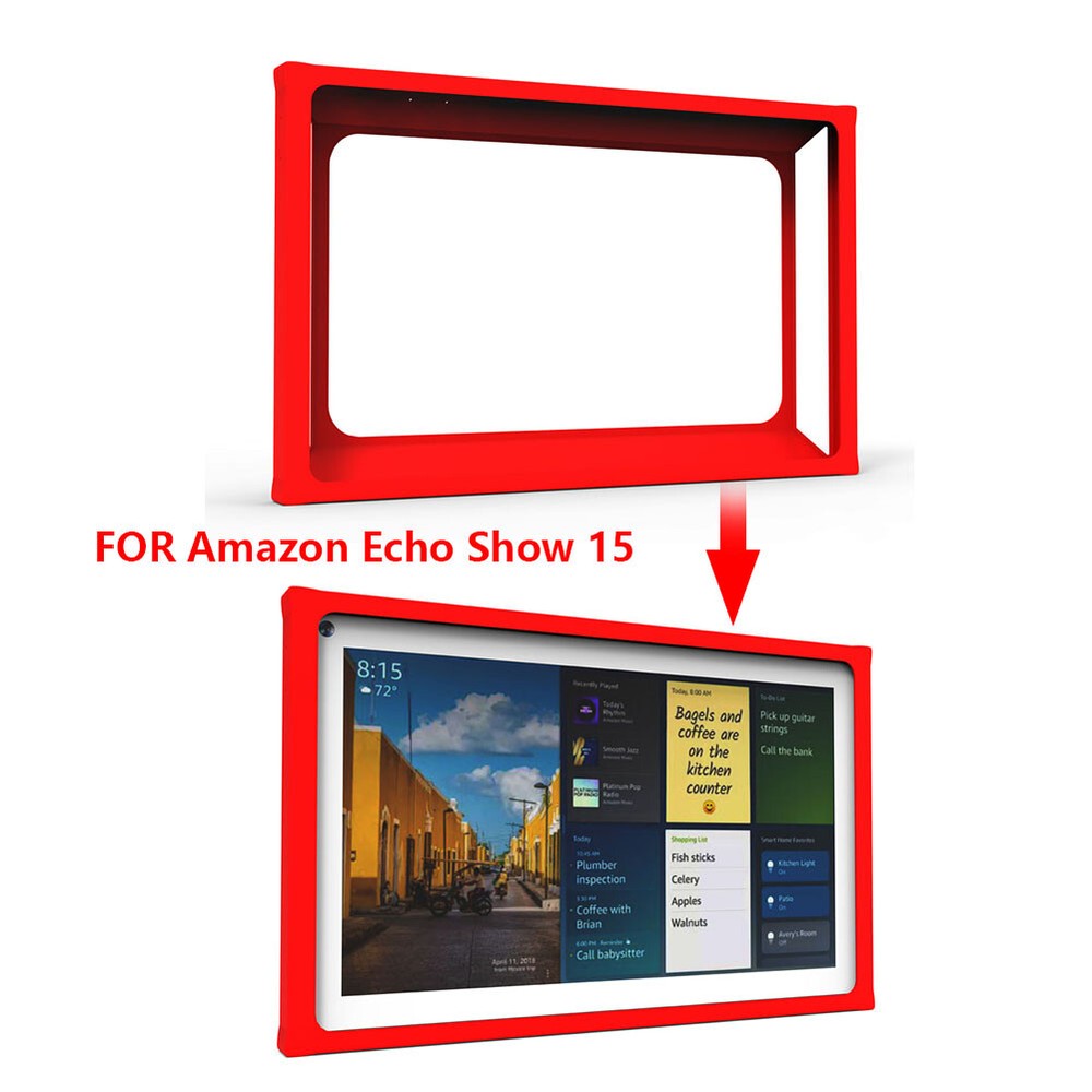 Silicone Soft Protective Case Cover Frame for Amazon Alexa Echo Show 15 Speaker