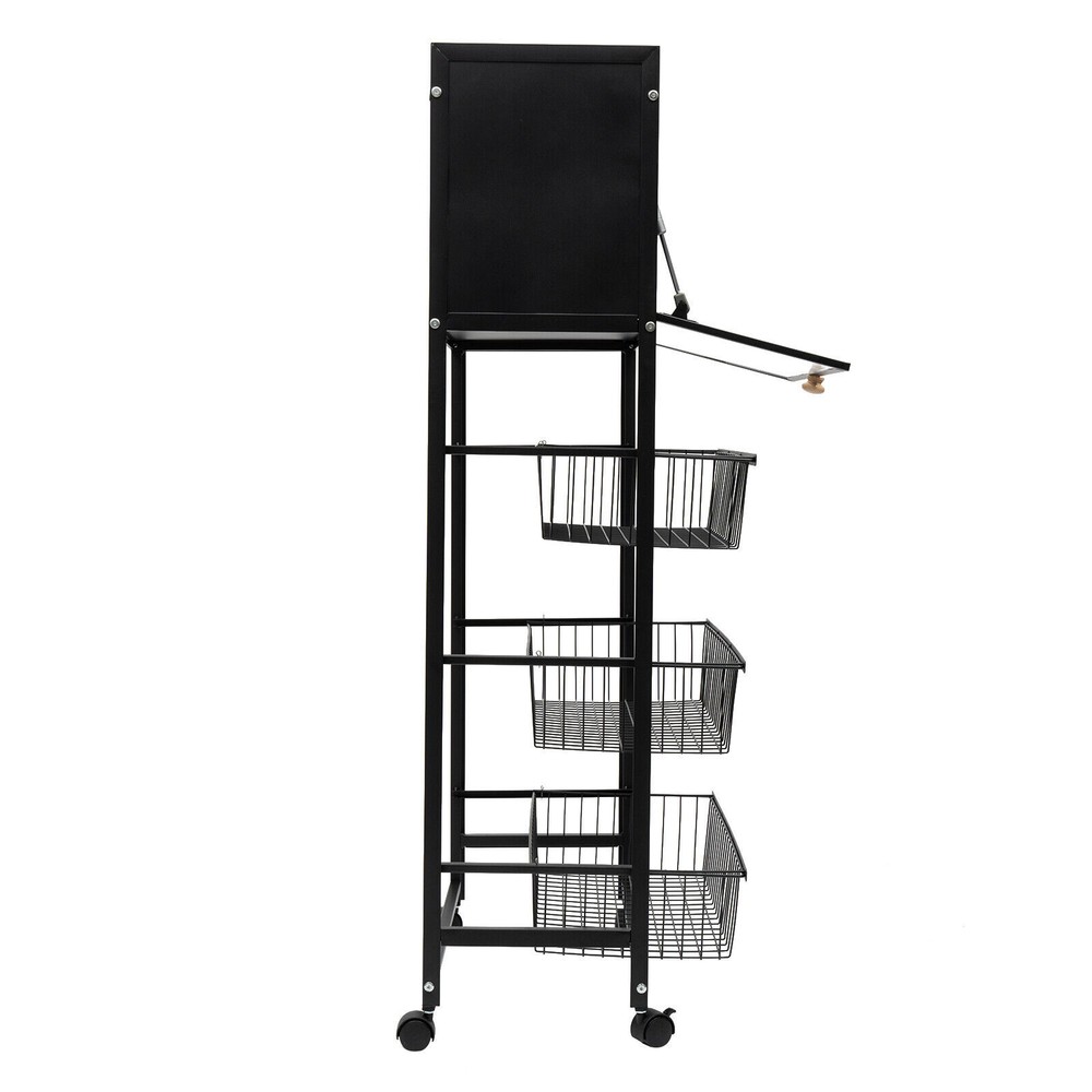 5-Tier Microwave Rack Bread Storage Kitchen Organizer Shelf W/ Brakeable Casters