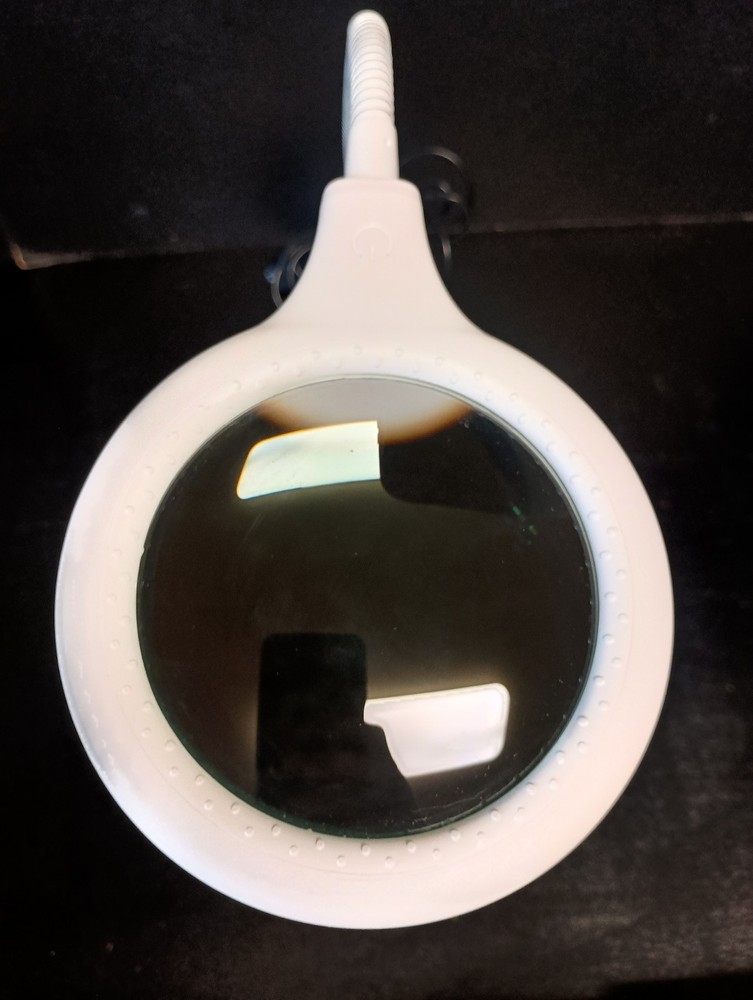 Flexible Gooseneck Table Top Lighted Magnifier 10X White Free Standing
